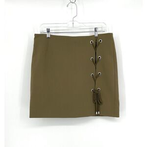 Rebecca Minkoff Khaki Lace-Up Mini Skirt